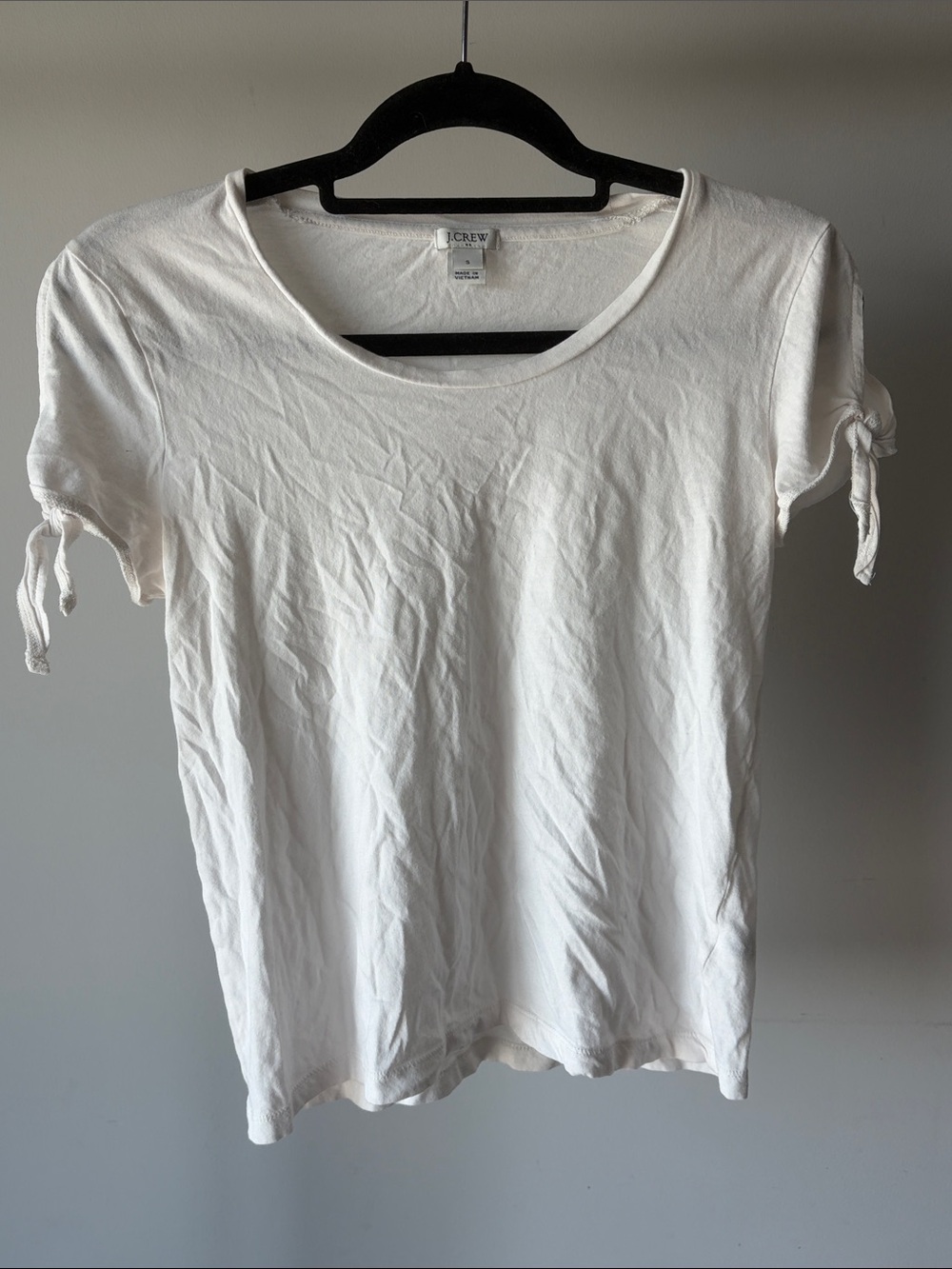 J. Crew White Short-Sleeve Tie-Sleeve Tee